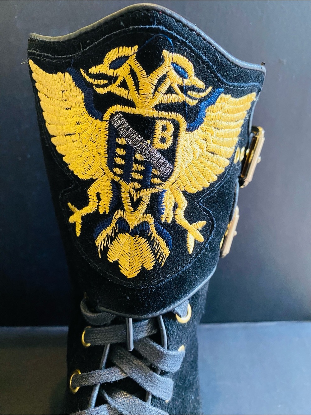 🛍️Balmain Authentic Black Suede Eagle Ranger Combat Boots - Picture 6 of 15